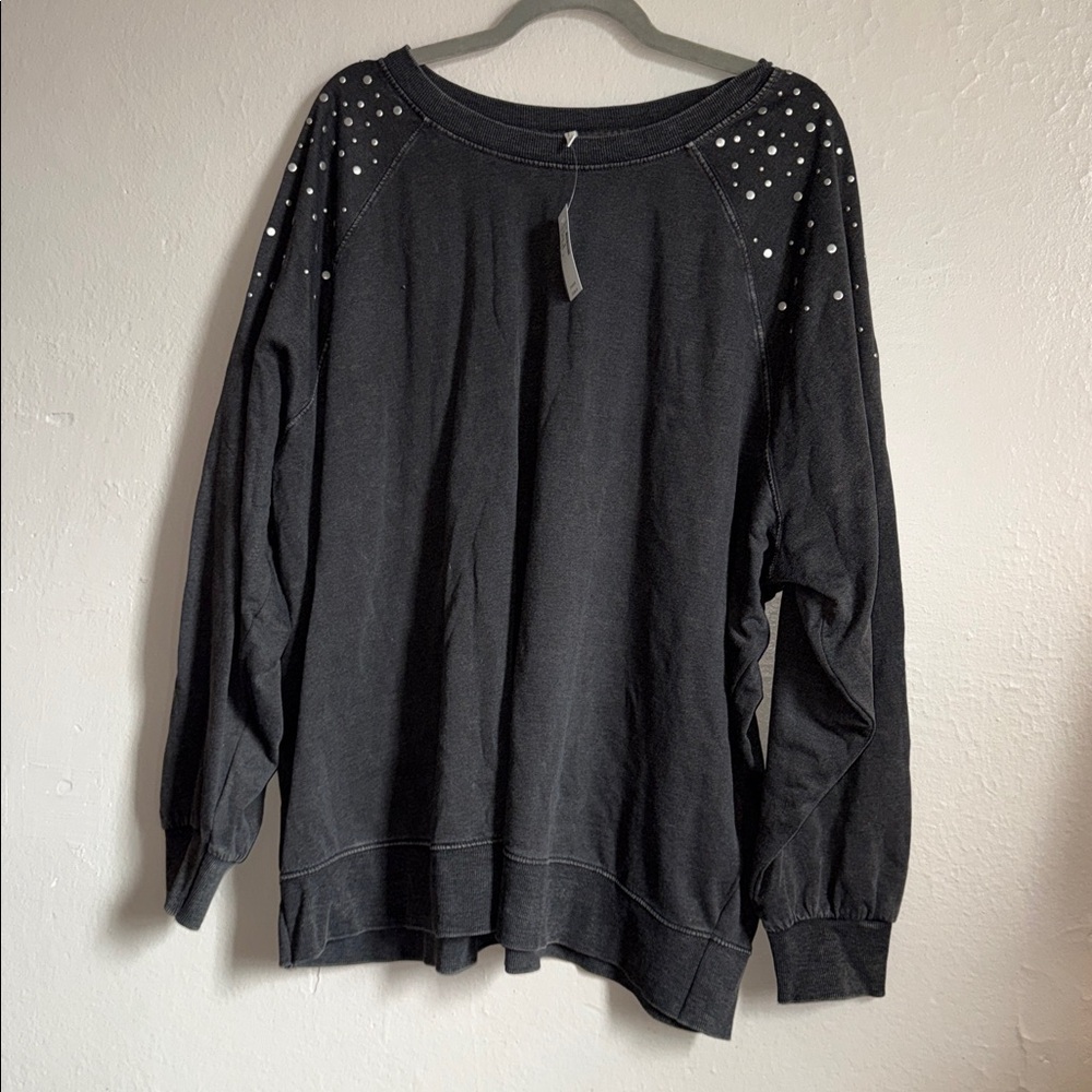 Maurices Black Crew Neck Sweatshirt with Stud Accents